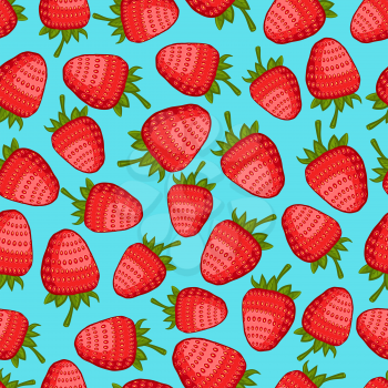 strawberry seamless patternblue background. vector illustration - eps 8