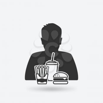 teenager boy with fast food. vector illustration - eps 10