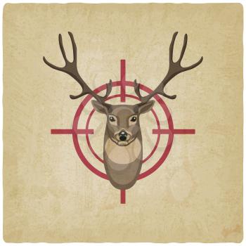 deer head on red target vintage background. vector illustration - eps 10