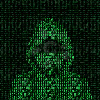 hacker on binary code background. vector illustration - eps 8