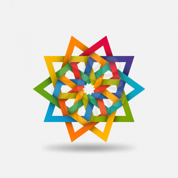 Arabic geometric multicolor circular pattern. Vector illustration