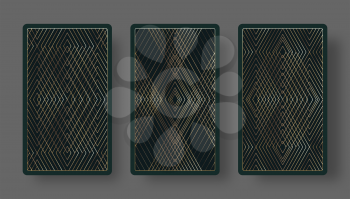Playing cards back set with geometric pattern. Vector illustration