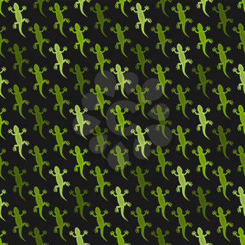 green lizards black background seamless pattern. vector illustration - eps 10