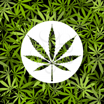 Icon sign on Cannabis marijuana background. Vector illustration