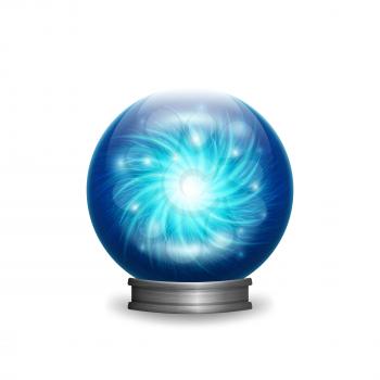 Magic blue crystal ball with lights. vector illustration - eps 10