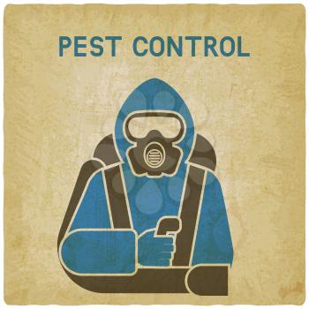 Pest Control Exterminator in protective suit vintage background. vector illustration - eps 10