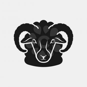 sheep head black silhouette. Farm animal icon. vector illustration - eps 8