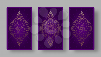 Tarot cards back set with geometric symbols. Vector illustration
