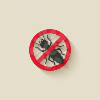 Termite silhouette. Pest icon stop sign. Vector illustration