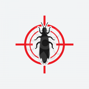 Thrips icon red target. Insect pest control sign. Vector illustration