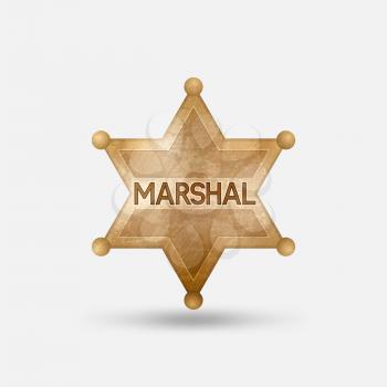 Vintage bronze badge. Marshal star. Vector illustration
