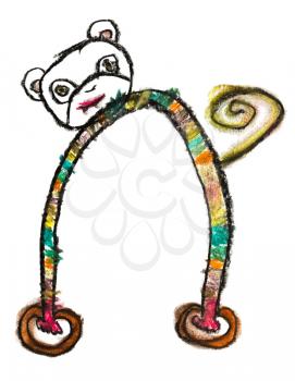 child drawing - playing toy monkey