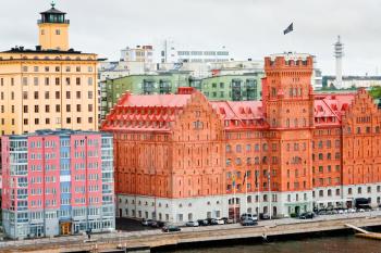 Hotels on waterfront in Stockholm, Sweden