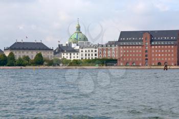view on waterfront, Marble Church and The Royal Cast Collection in Copenhagen, Denmark