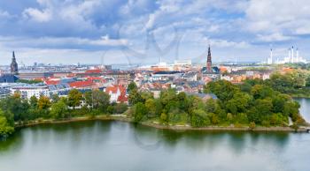 above view on center of Copenhagen, Denmark