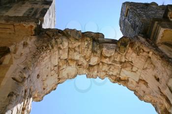 arch of antique temple of Diane in Nimes town, France.