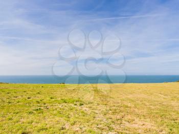 view of English Channel in sunny afternoon, Normandy, France