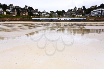 urban sandy beach in Perros-guirec town in Brittany, France