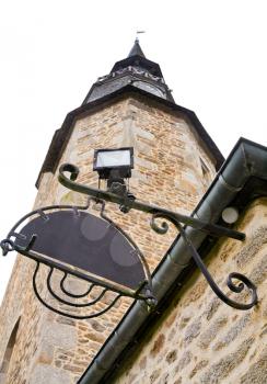 medieval clock tower in Dinan city, France