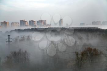 morning city in the fog (Moscow)
