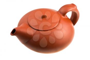 brown Chinese teapot isolated on white