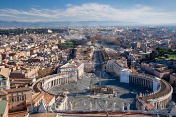 view on St.Peter Square from roof of St.Peter Basilica