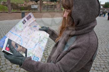 tourist reads a Rome's map ,Rome, Italy, December 19, 2010