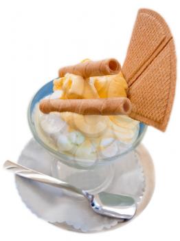 italian vanilla and lemon ice cream isolated on white