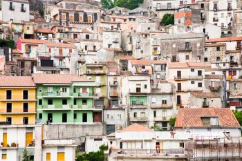 dense houses in sicilian mountain town Castiglione di Sicilia