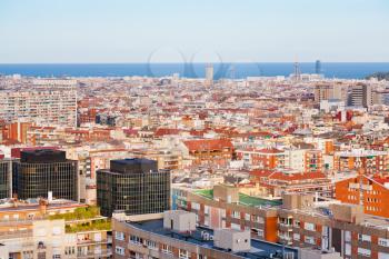 above view of living district in Barcelona evening