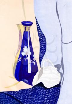 still life with blue glass carafe