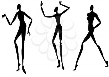 sketch of fashion model - silhouettes of people moving
