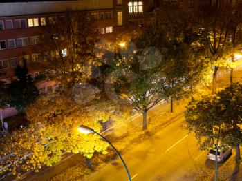 urban residential district in Berlin in autumn night