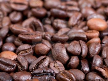 background from roasted coffee beans close up