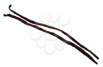 dried vanilla pods isolated on white background