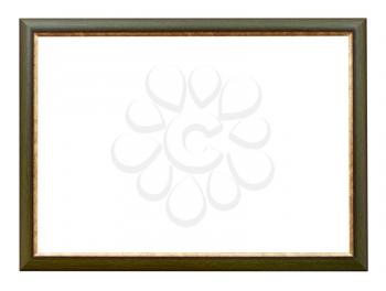 dark green and gold flat horizontal picture frame with cutout canvas isolated on white background