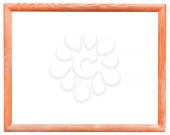 orange narrow wooden picture frame with cutout canvas isolated on white background