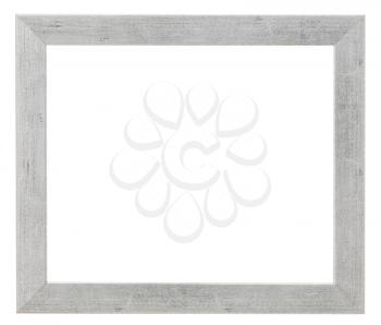 simple flat wide silver picture frame with cutout canvas isolated on white background