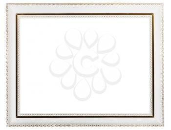 vintage wide white picture frame with cutout canvas isolated on white background