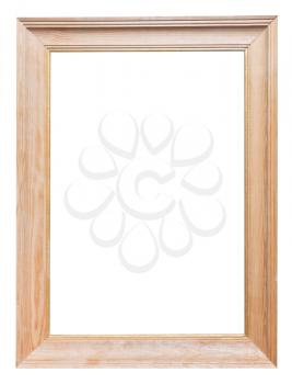 wide wooden picture frame with cutout canvas isolated on white background