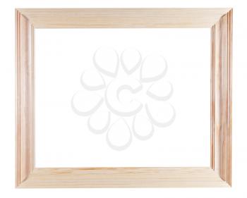simple wide wooden picture frame with cutout canvas isolated on white background