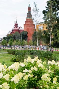 Alexander Garden near Kremlin Walls in Moscow