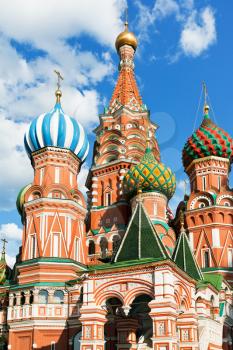 vivid colors towers of Saint Basil cathedral in Moscow