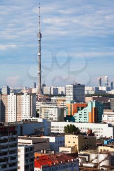 Moscow skyline with Ostankino TV tower