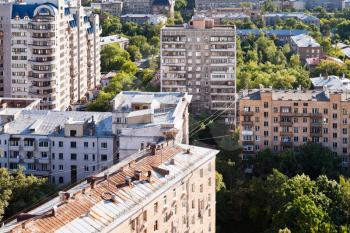 above view of urban houses in Moscow city