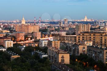 panoramic view of Moscow city in warm summer evening