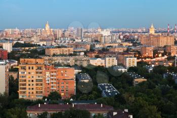 panoramic view of Moscow city in summer evening