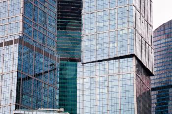 contemporary glass buildings in Moscow city