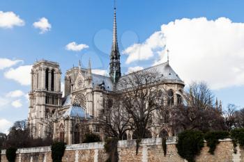 view of cathedral Notre-Dame de Paris in spring