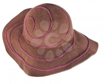 brown broad brim felt hat isolated on white background
